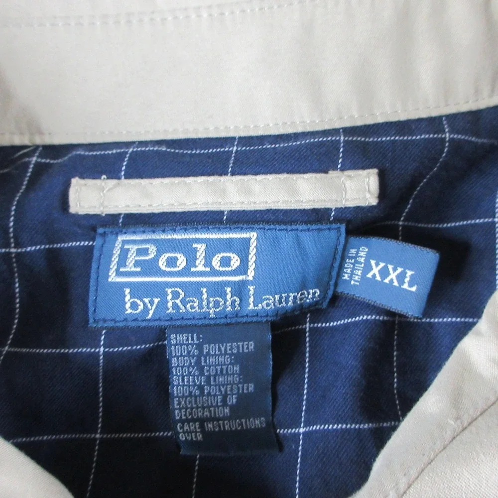 Polo Ralph Lauren Jacket Mens 2XL Beige Harrington Full Zip Lined Windbreaker